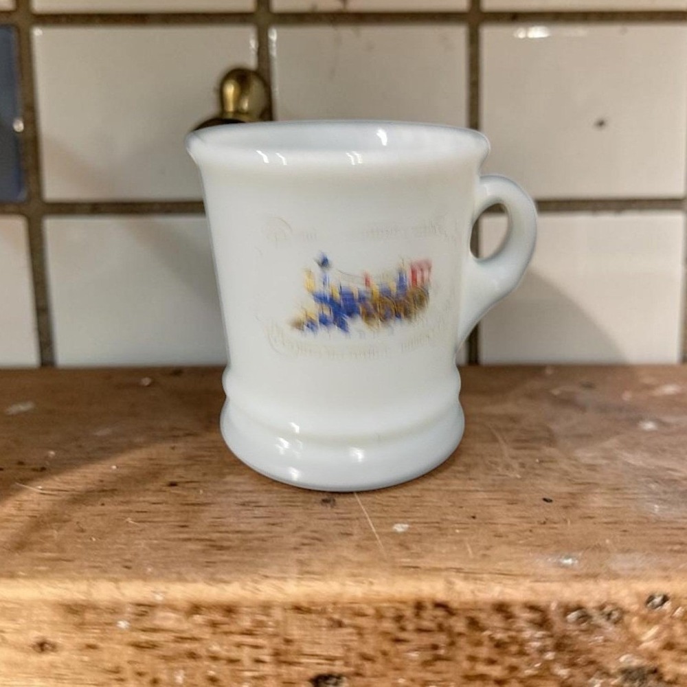 Avon Locomotive Shaving Mug, Milk Glass Cup, Vtg Collectible, White Shaving Mug